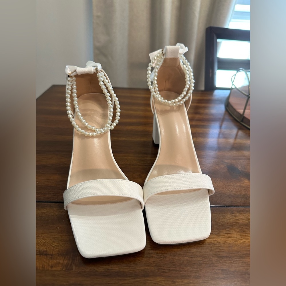 White pearl heels